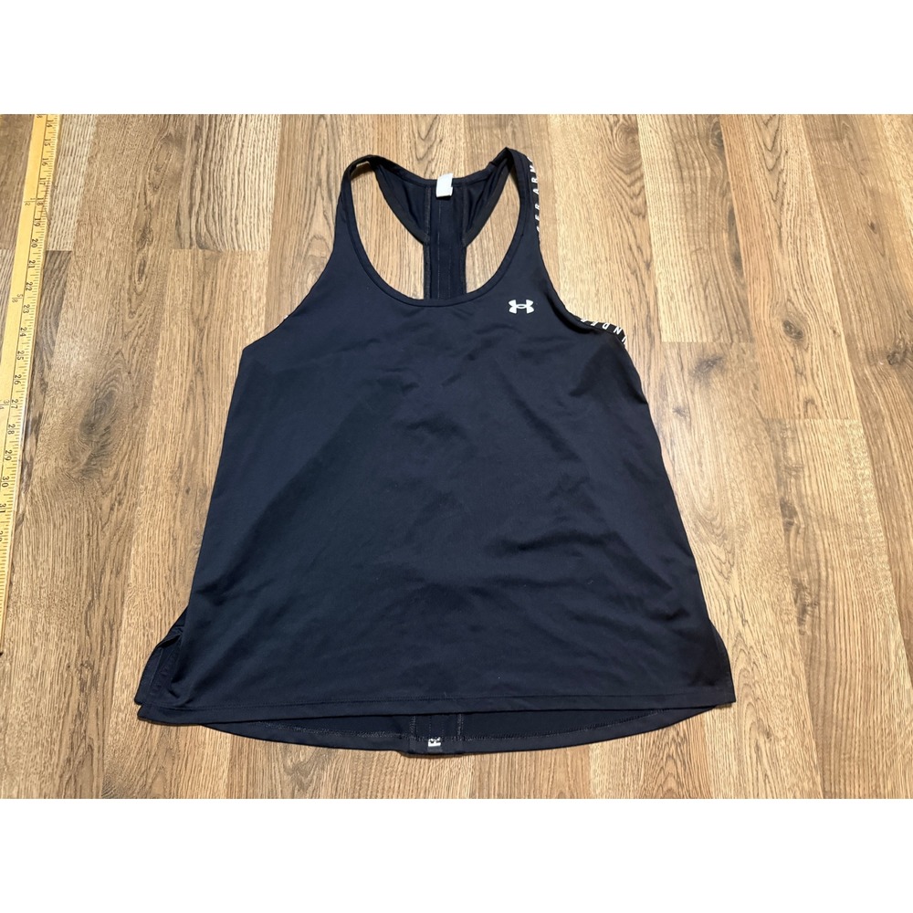 Under Armour Shirts Womens Size SM Black Tank Top Logo T-Back Racerback